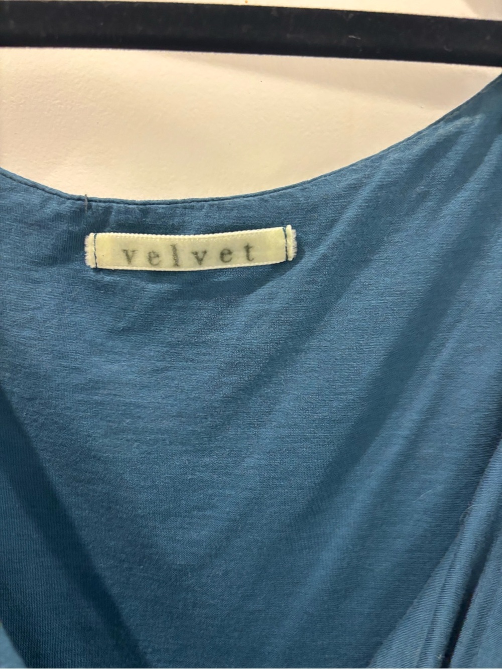 Velvet Teal Draped Cowl Neck Tank Top - Picture 2 of 5